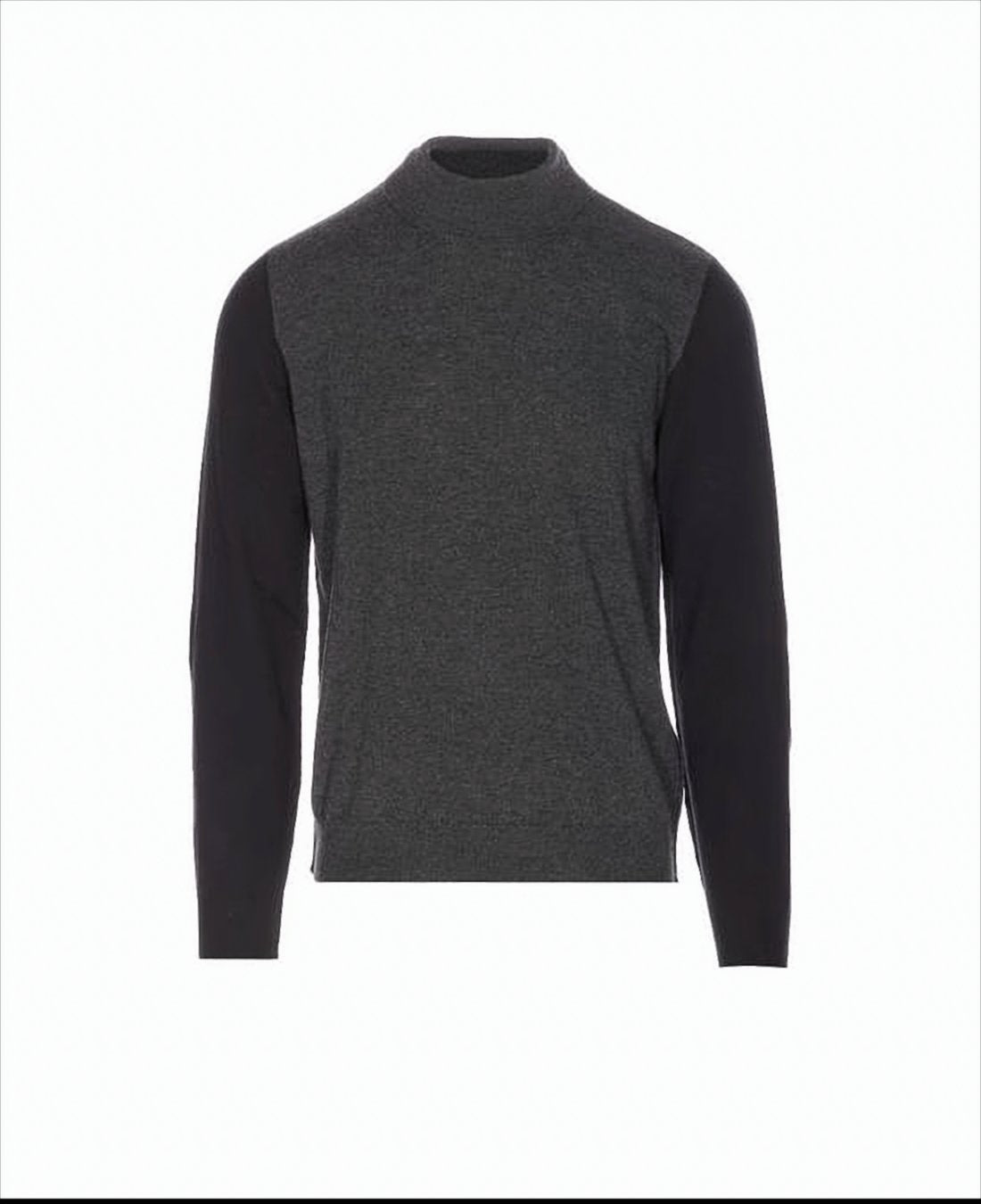Two-Tone Wool Sweater with Ribbed Details