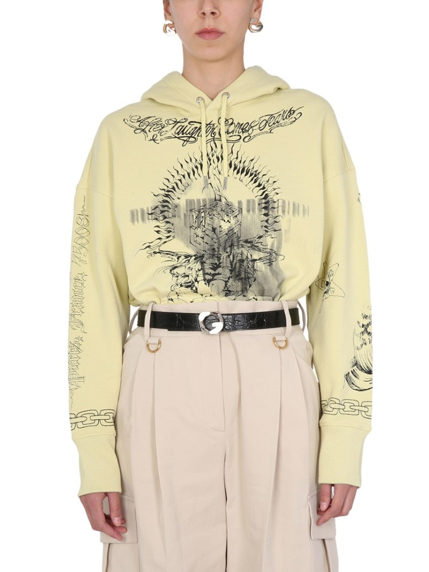 Artistic Oversize Sweatshirt With Drawstring Hood