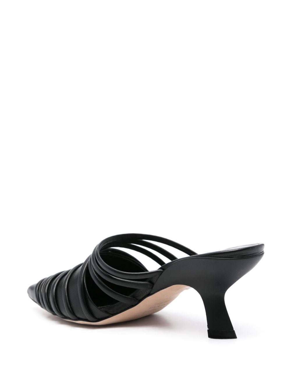 Pointed Toe Black Calf Leather Sandals