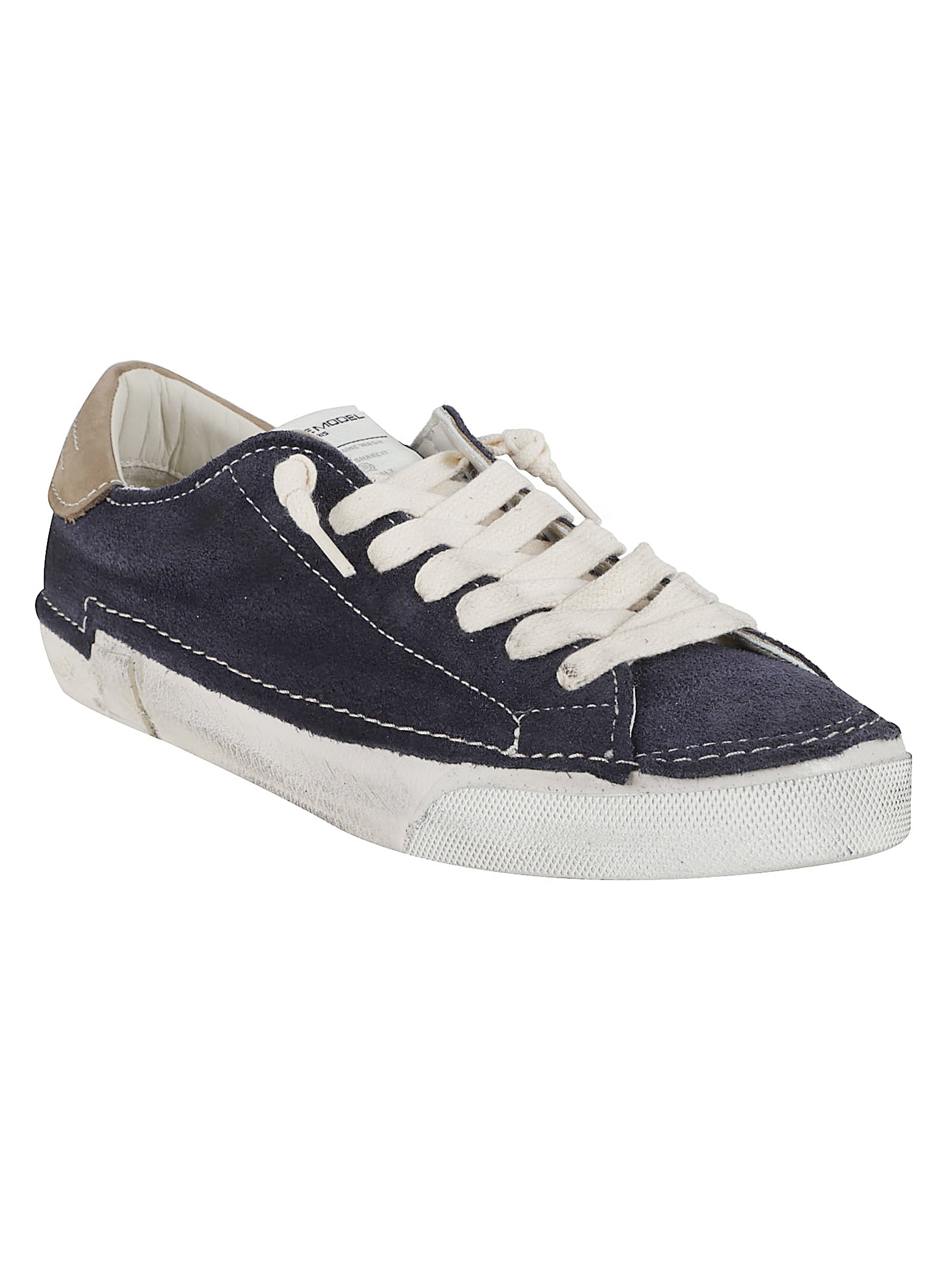 Navy Suede-Like Sneakers With Distressed White Sole