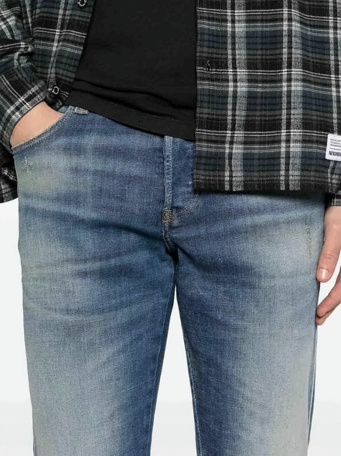 Straight-fit Denim Pants with Faded Wash