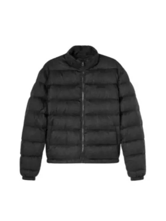 Horizontal Quilted Padded Jacket with Stand Collar and Zipper Closure