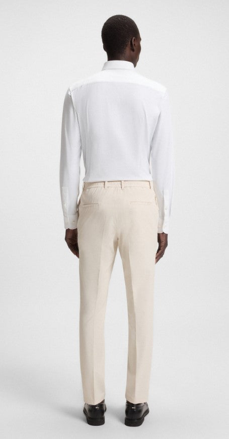 Tailored Stretch Fabric Trousers With Hook-And-Eye Closure