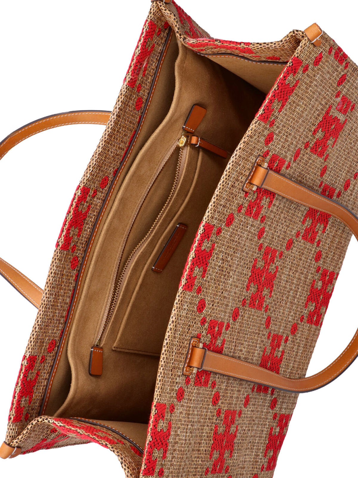 Brown T Monogram Pattern Fabric Tote