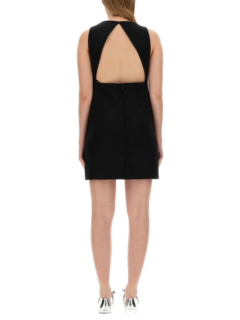 Wool Blend Straight Mini Dress With Cut-Out