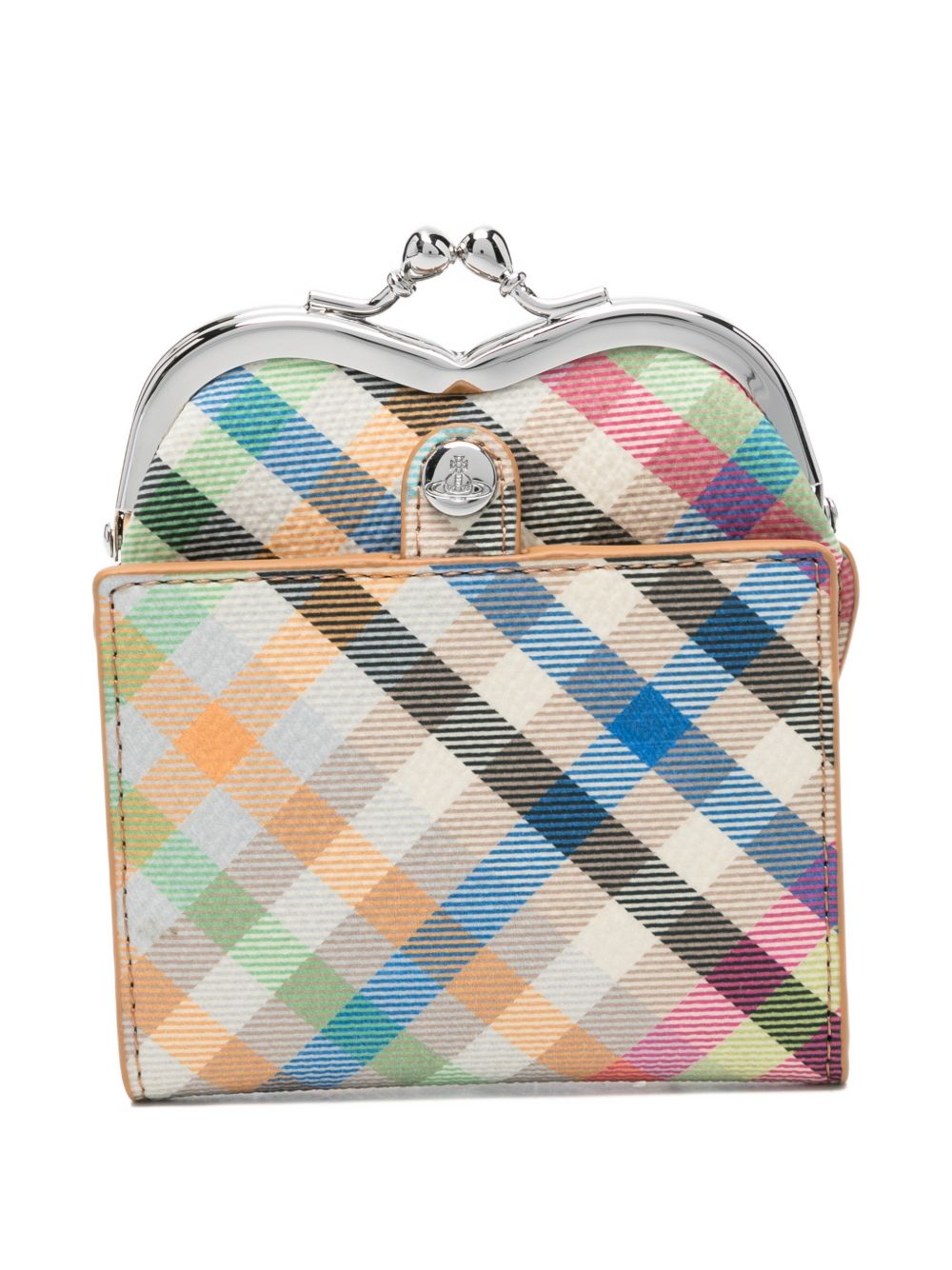 Multicolour Check Heart Clasp Wallet