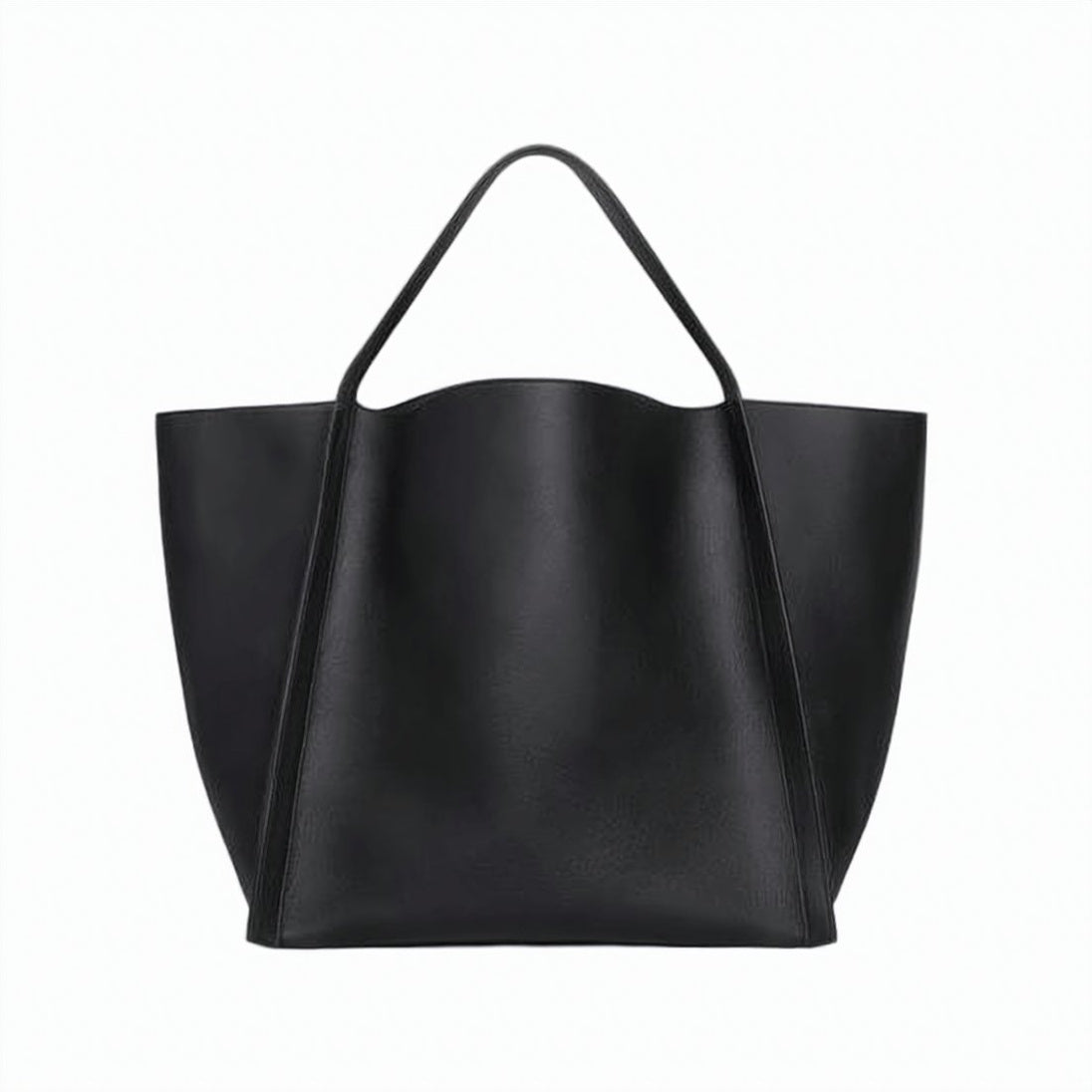 Black Calf Leather and Canvas Shoulder Bag