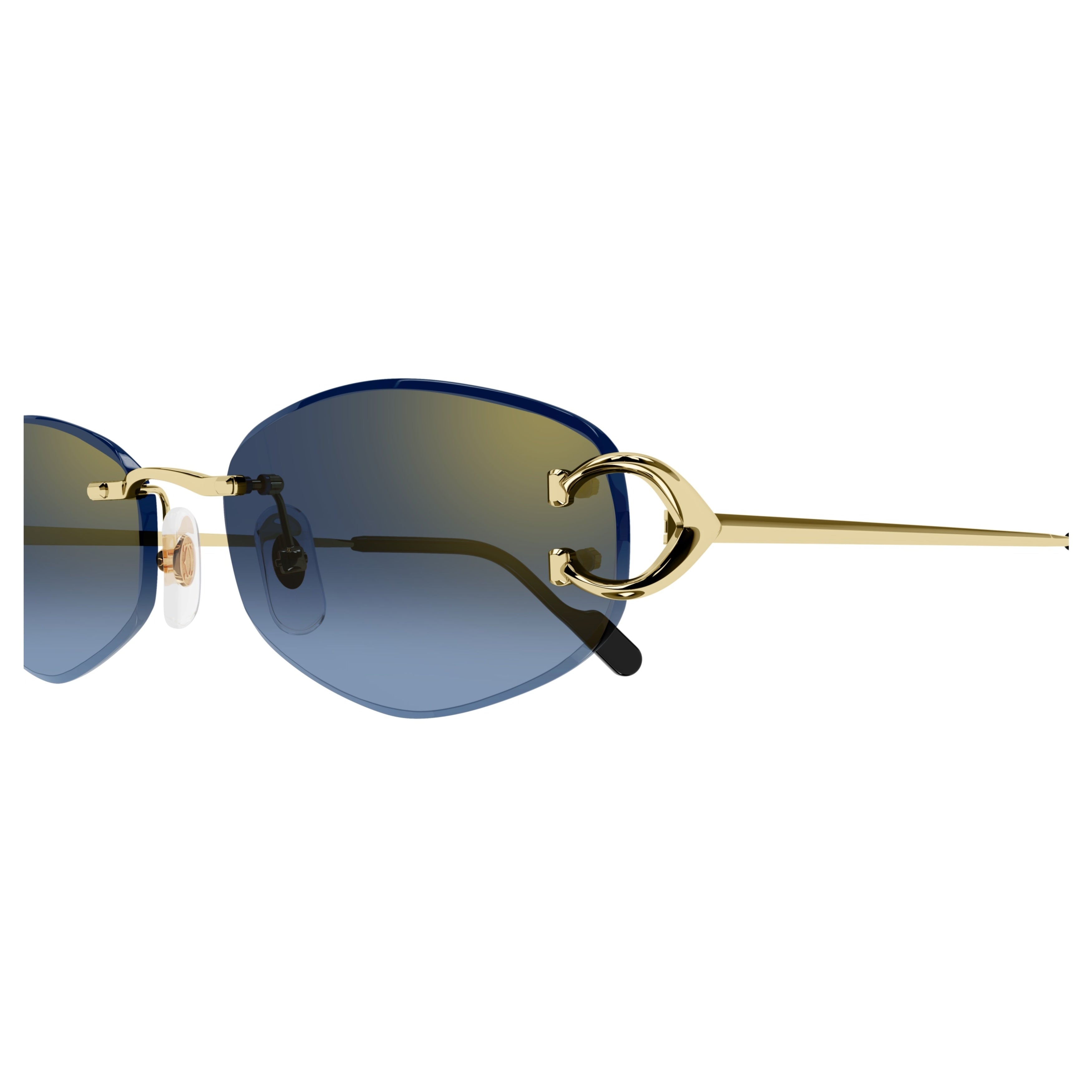 Rimless Oval Sunglasses With Gradient Blue Lenses