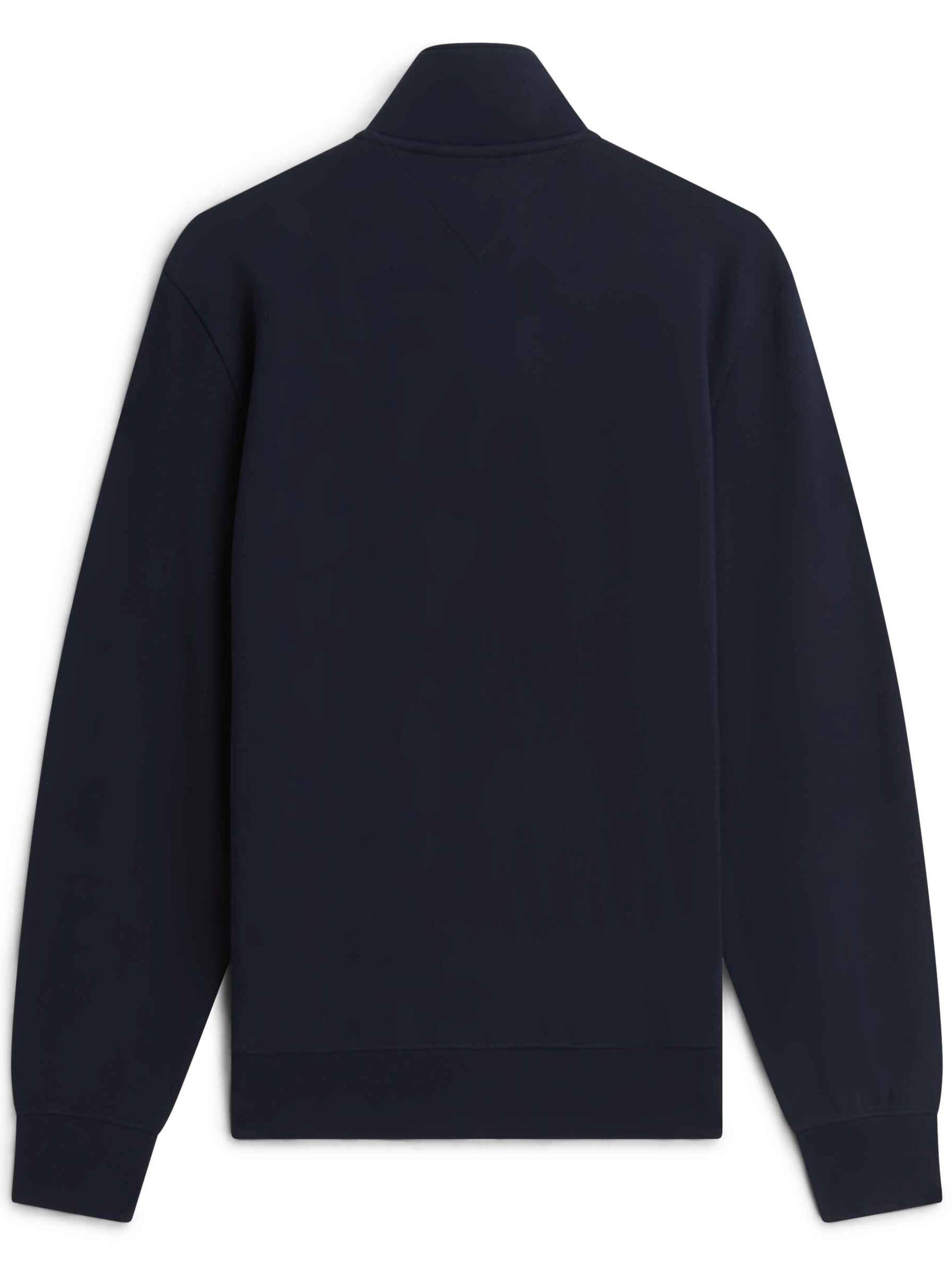 Zip-Up Dark Navy Jacket With Stand Collar And Script Logo