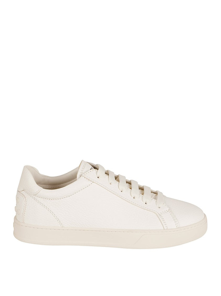 White Sneakers With Natural-Grain Calfskin