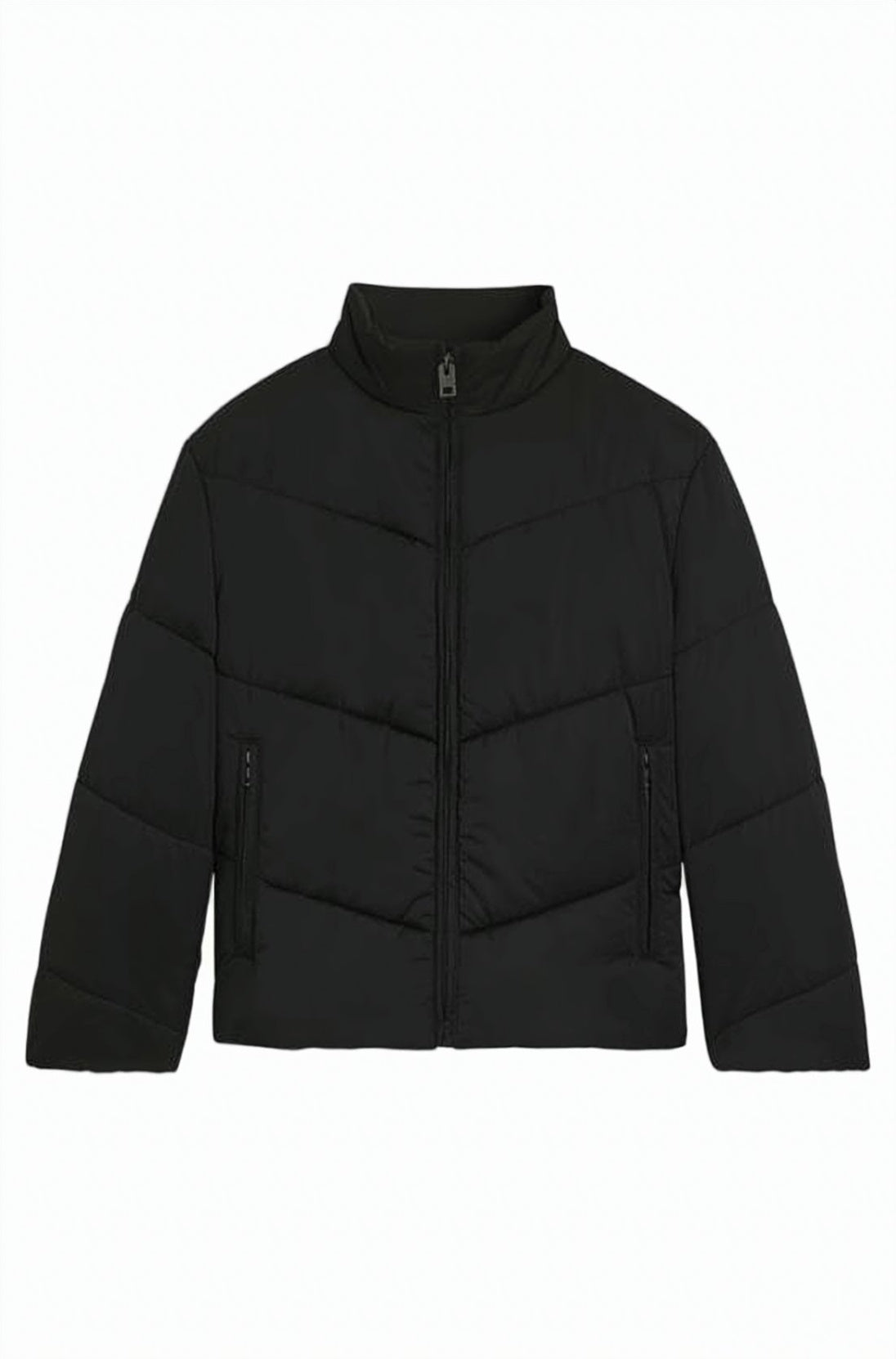 Quilted Short Padded Jacket with High Collar
