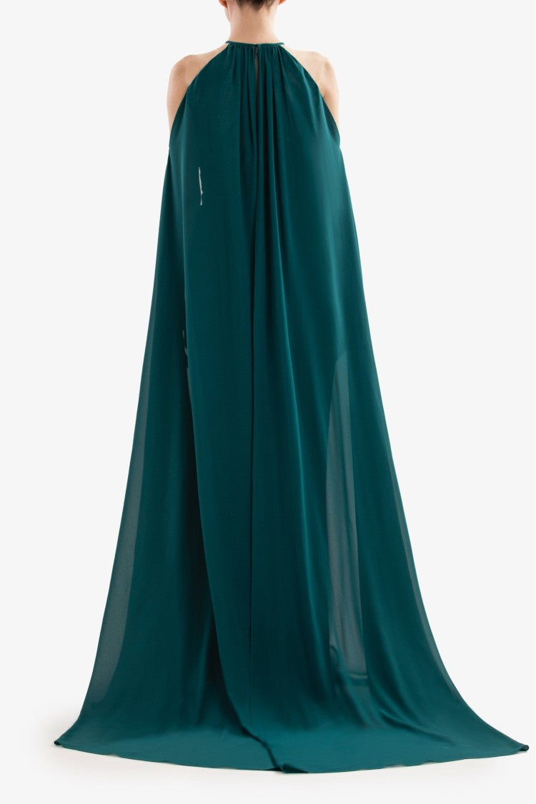 Pleated Dress With Cape