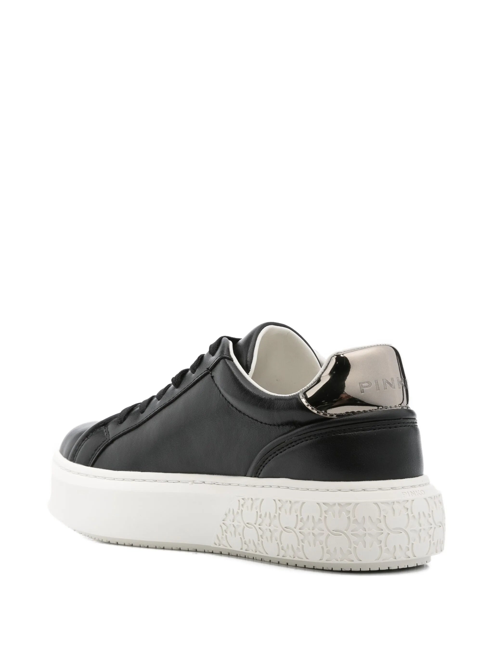 Black Yoko 06 Metallic-Logo Leather Sneakers