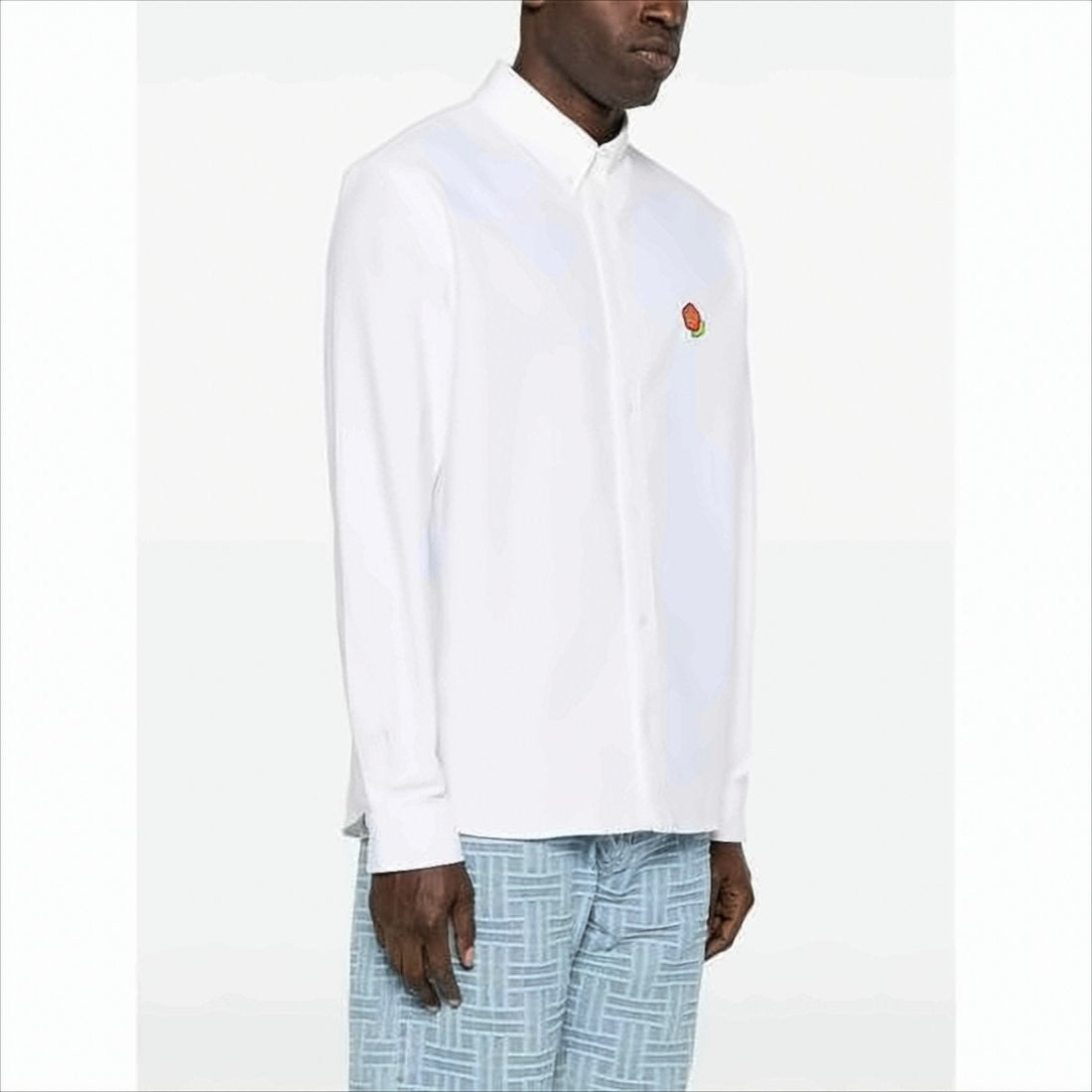 Long-Sleeve White Shirt with Button-Down Collar