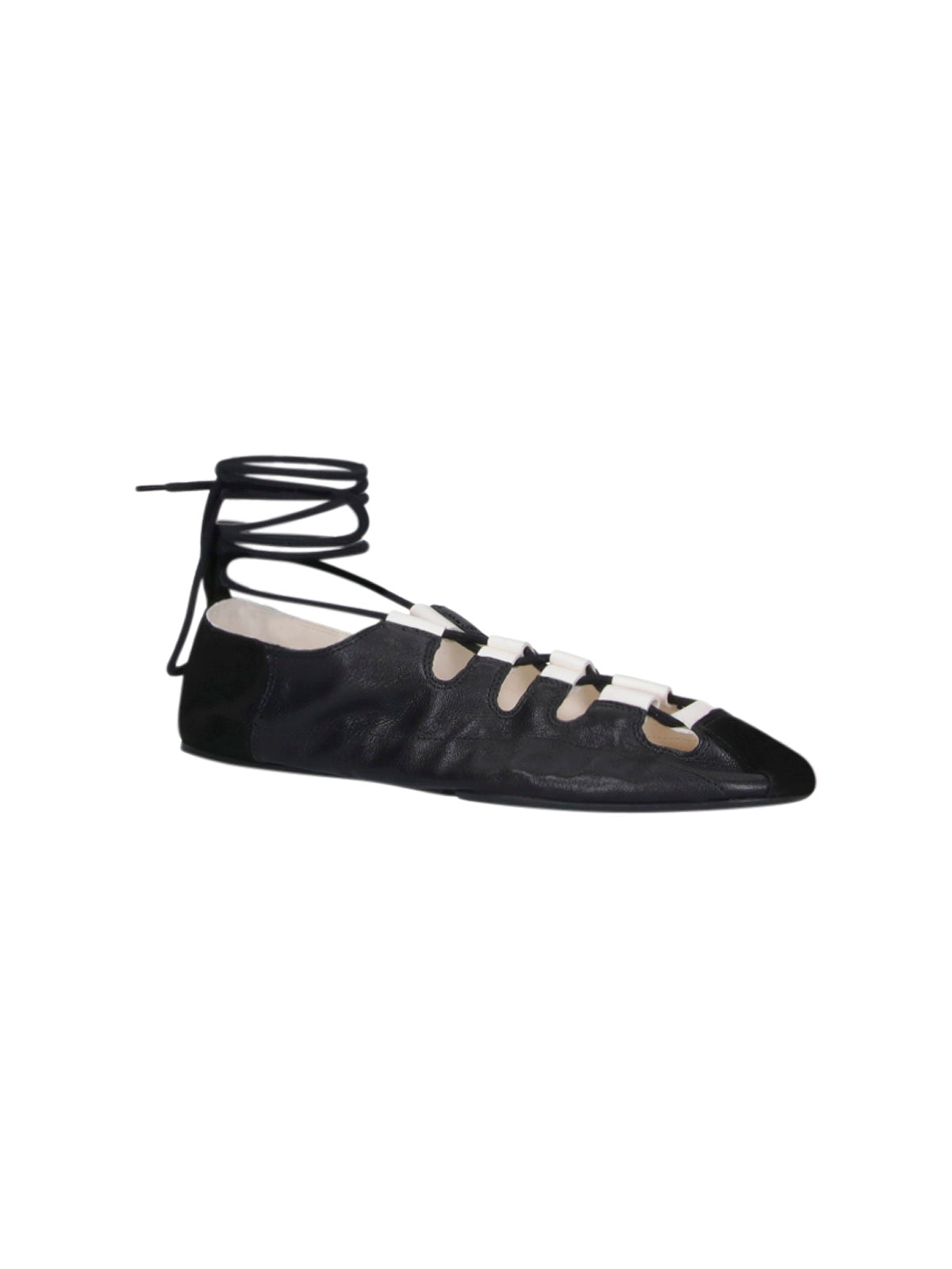 Black Pointed Toe Cut-Out Ankle Flats