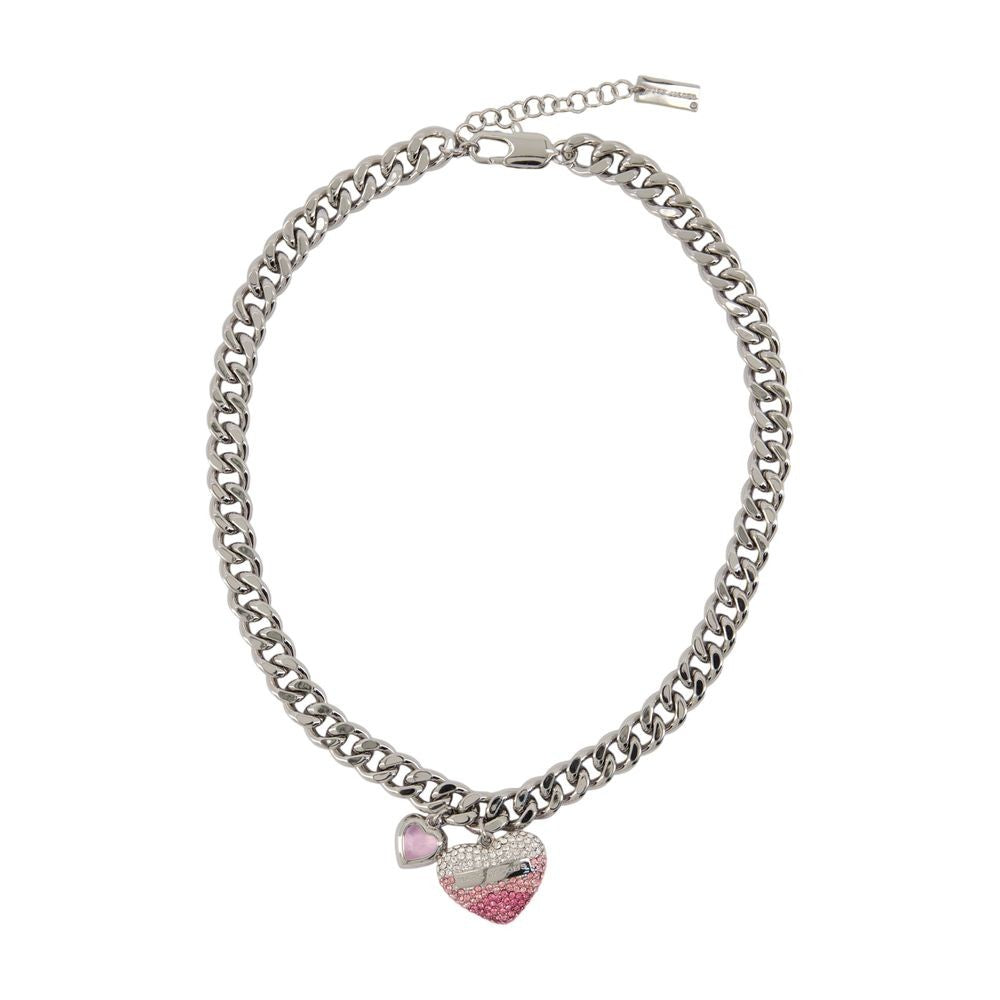 Heart Balloon Pave Necklace - Metal - Silver