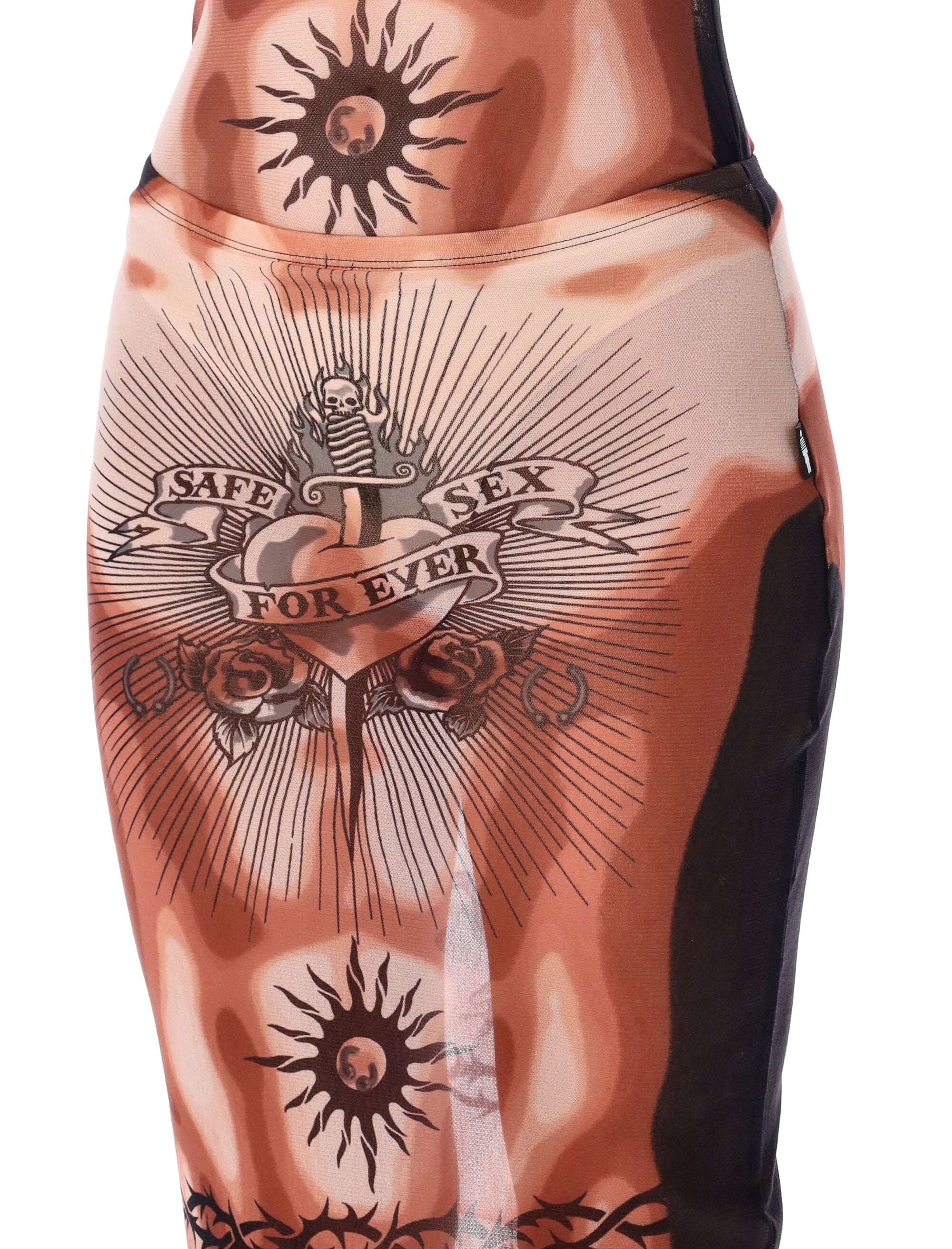 Re-Edition Safe Sex Tattoo Mesh Skirt