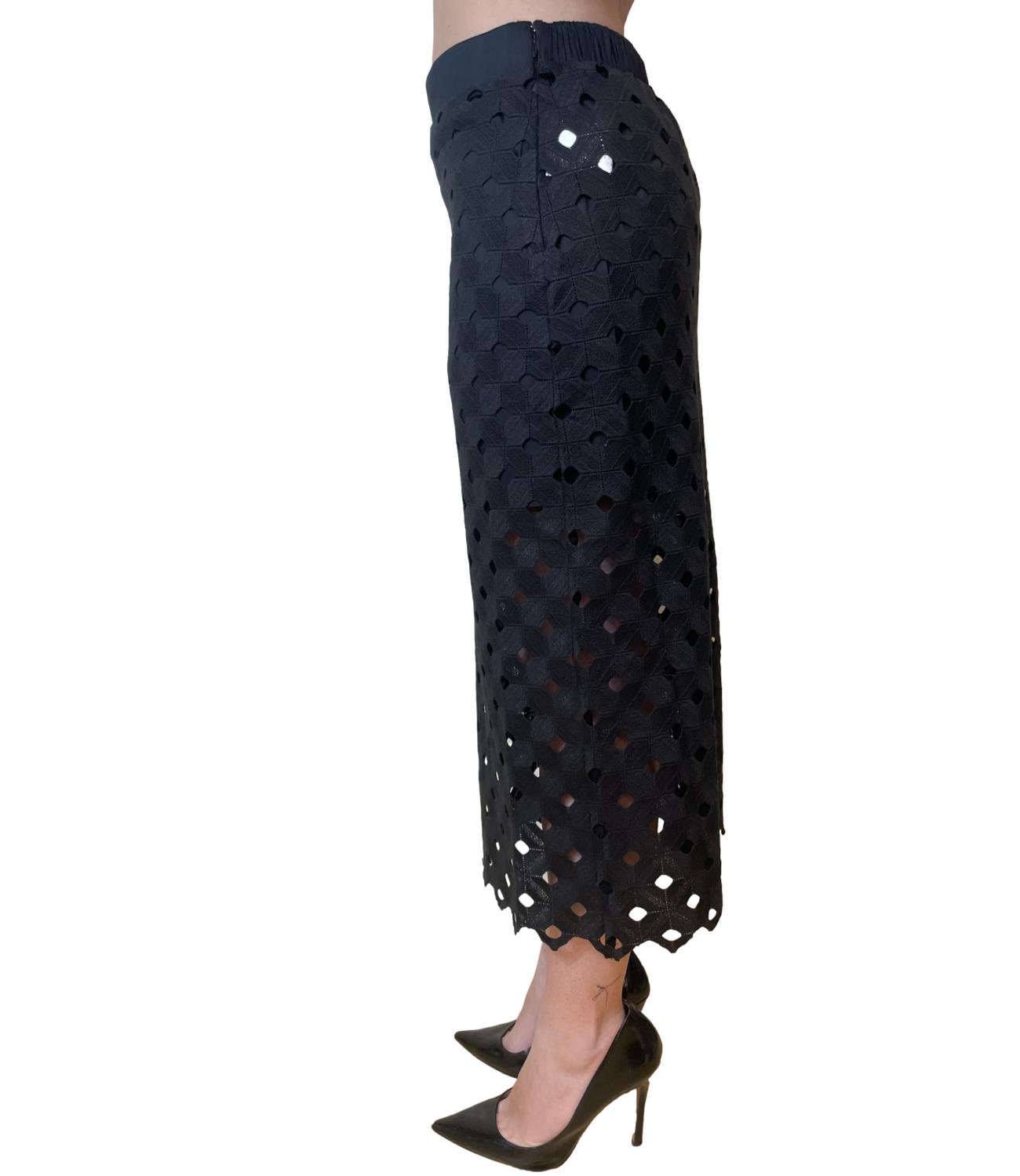 Black Cotton Blend Beach Skirt