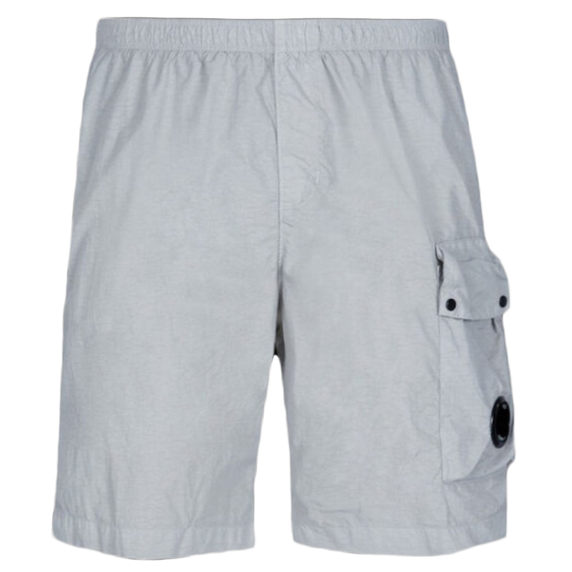 Minimalist Grey Shorts With Elastic Waistband And Flap Pocket