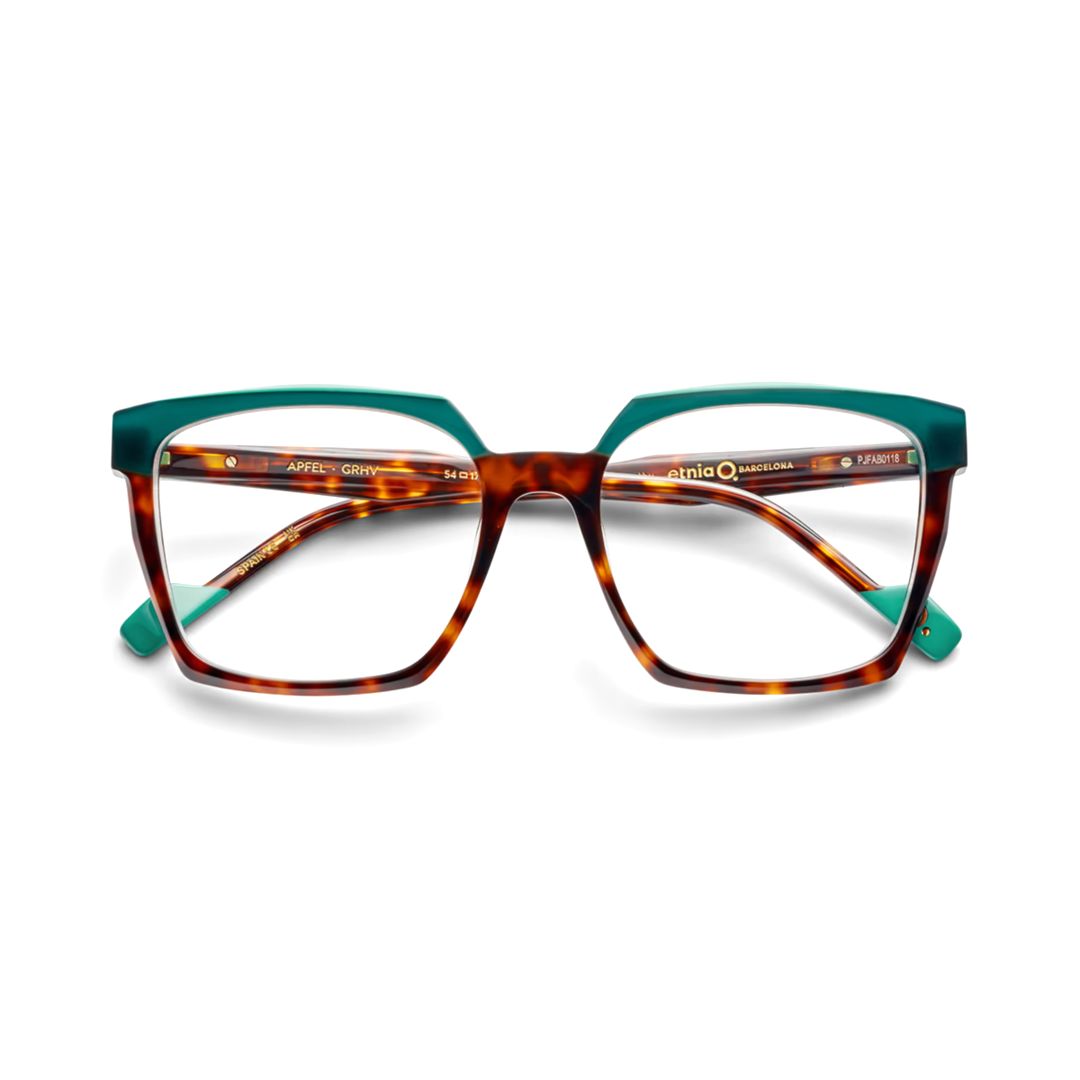 Apfel Bold Square Frame Eyeglasses with Tortoiseshell Accents