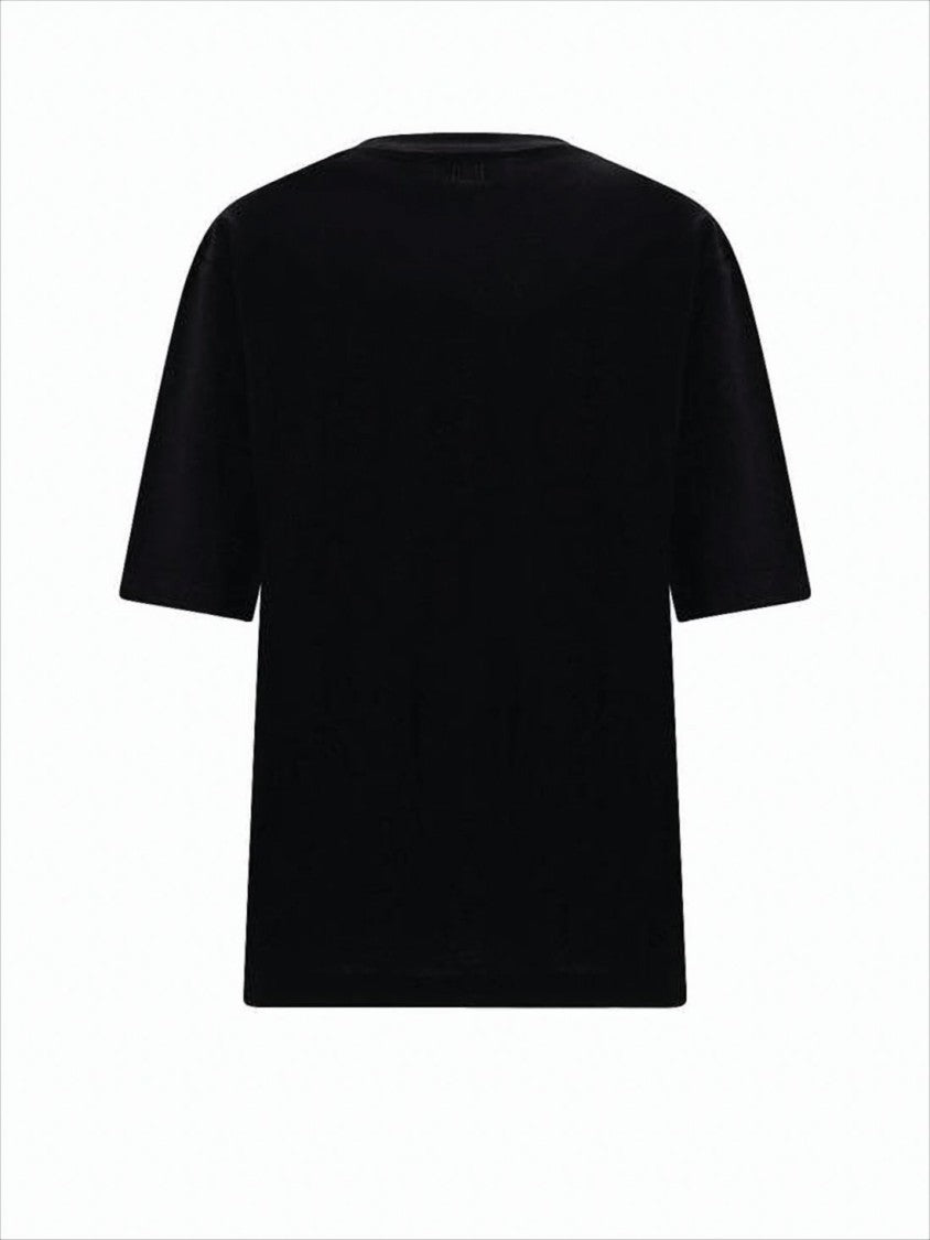 Short-Sleeve Black T-Shirt with Red Embroidered Logo