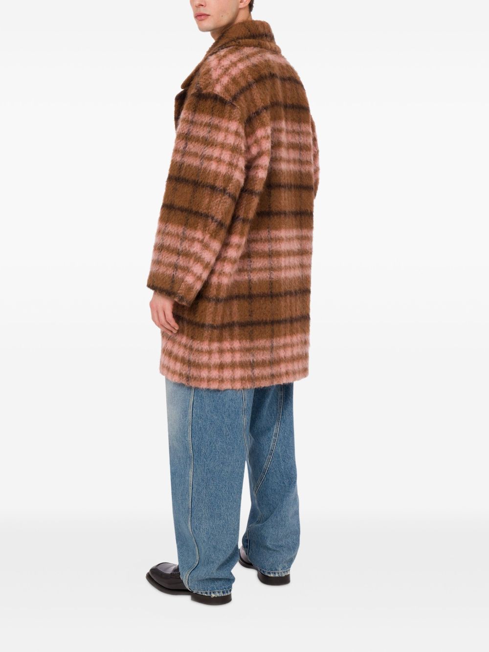 Brown Checked Oversized Coat