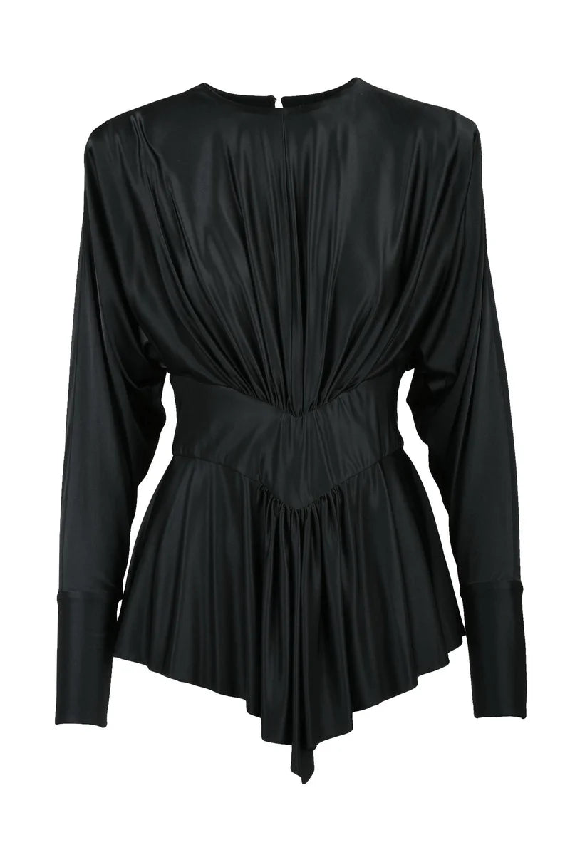 Asymmetric Lycra Dress - Black