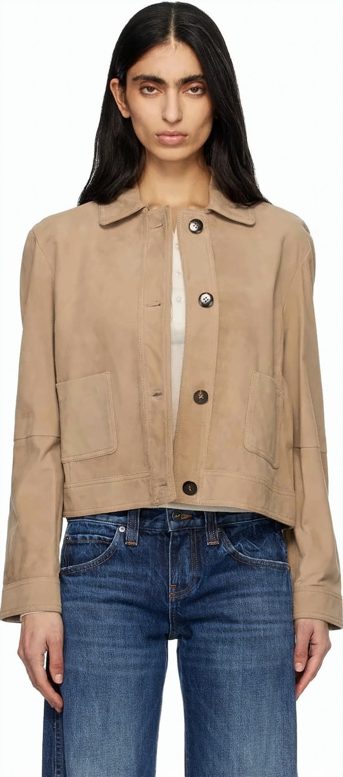 Cropped Casual Jacket With Classic Collar