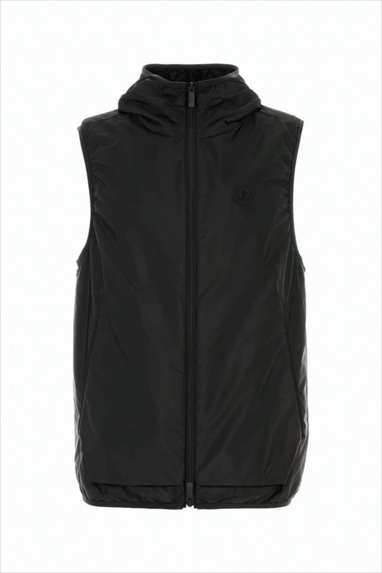 Minimalist Hooded Vest With Front Zipper Closure