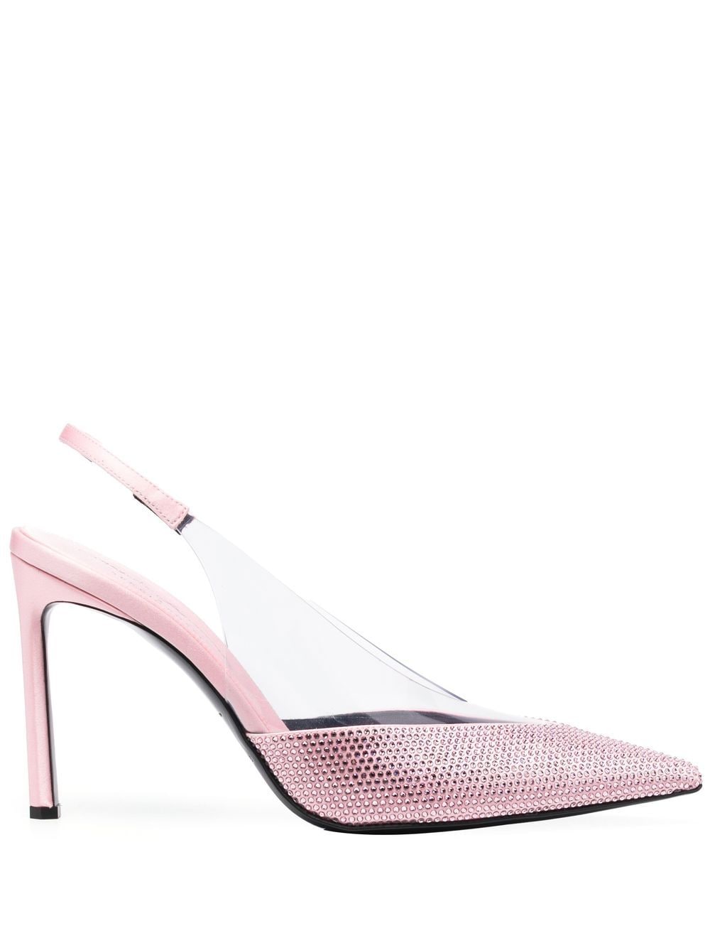 Crystal-Embellished Rose Pink Pumps