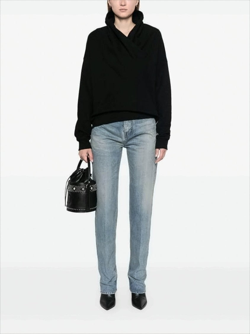 Draped Cowl Neck Long-Sleeve Top