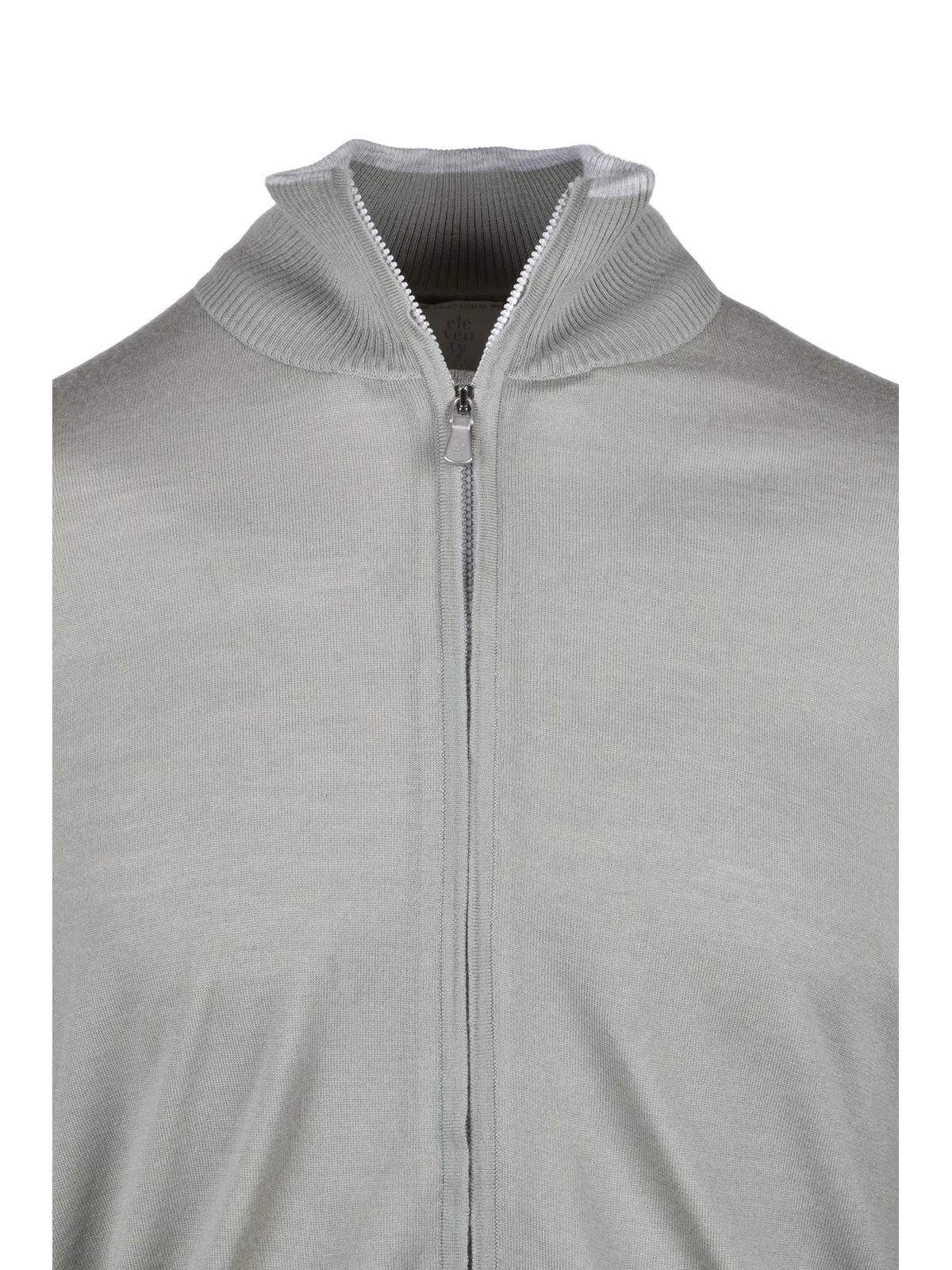 Sage Green Men Wool Zip Cardigan