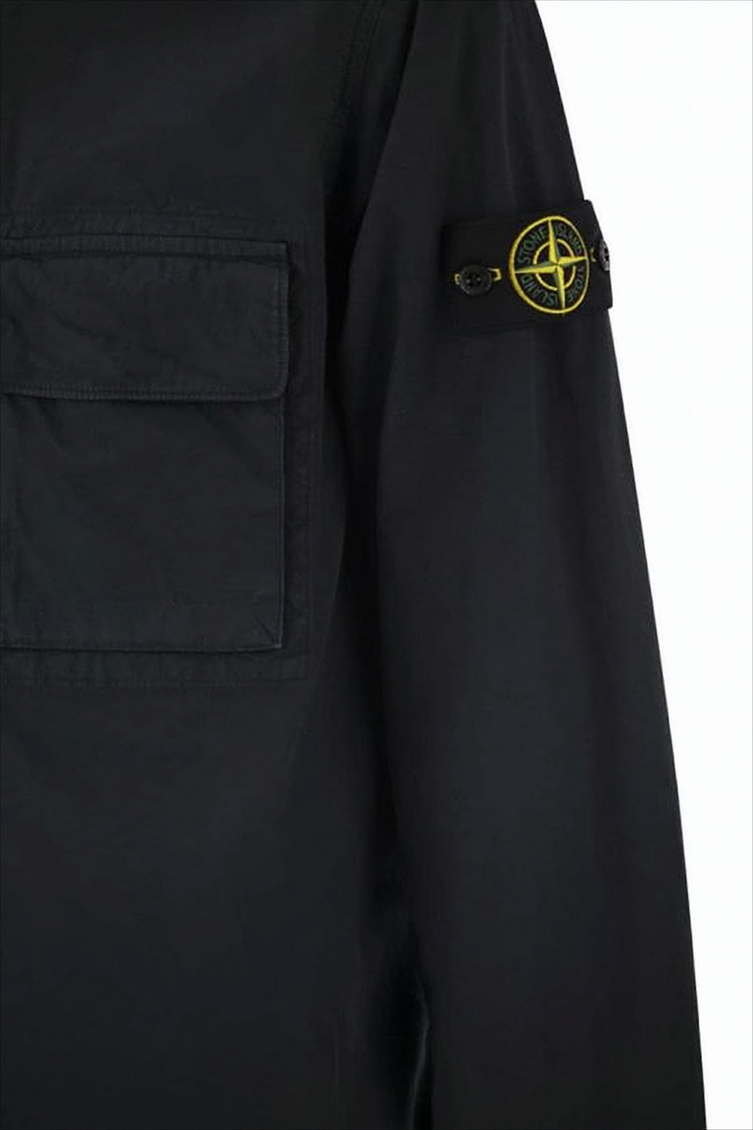 Minimalist Black Cotton Stone Island Jacket