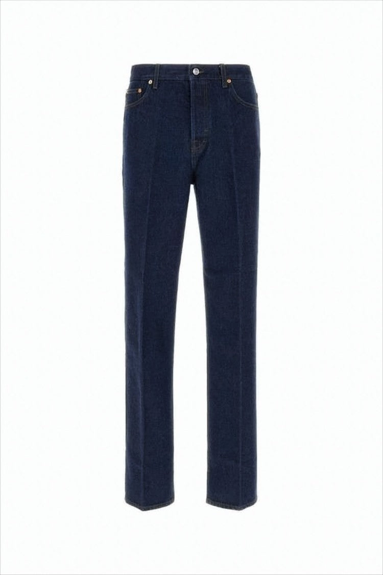 Deep Indigo Wash Straight-Leg Denim Pants