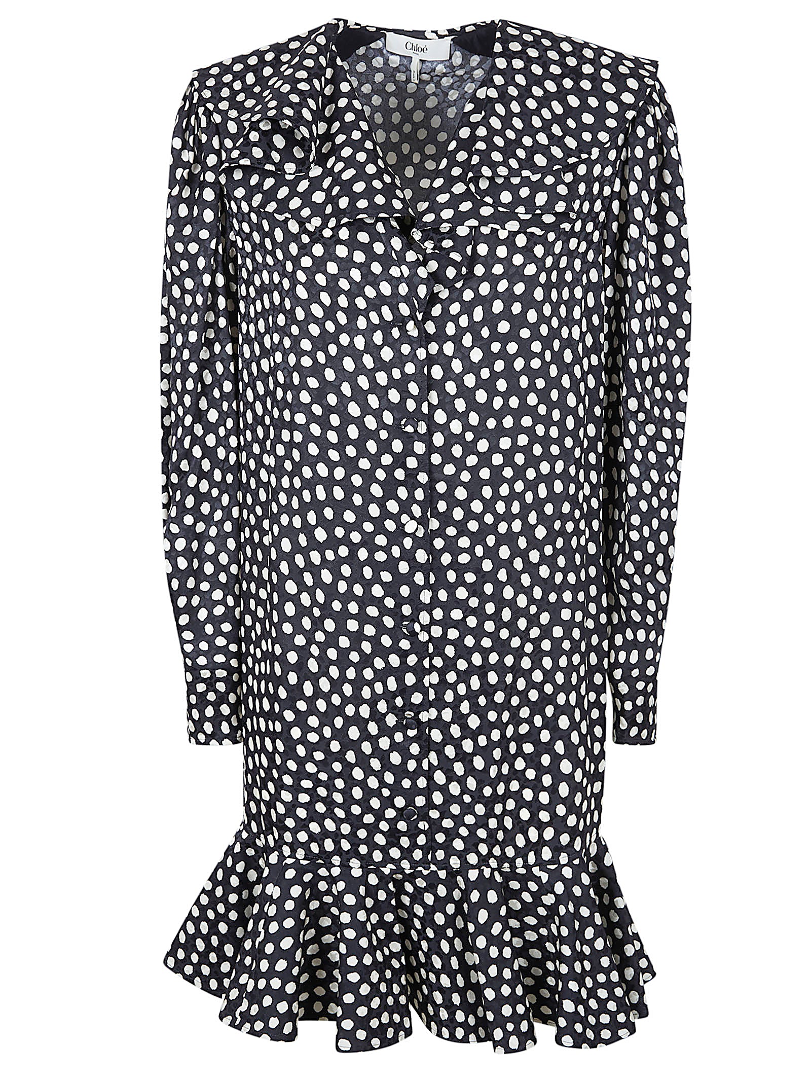 Mini Dress with Long Sleeves and Ruffled Accents