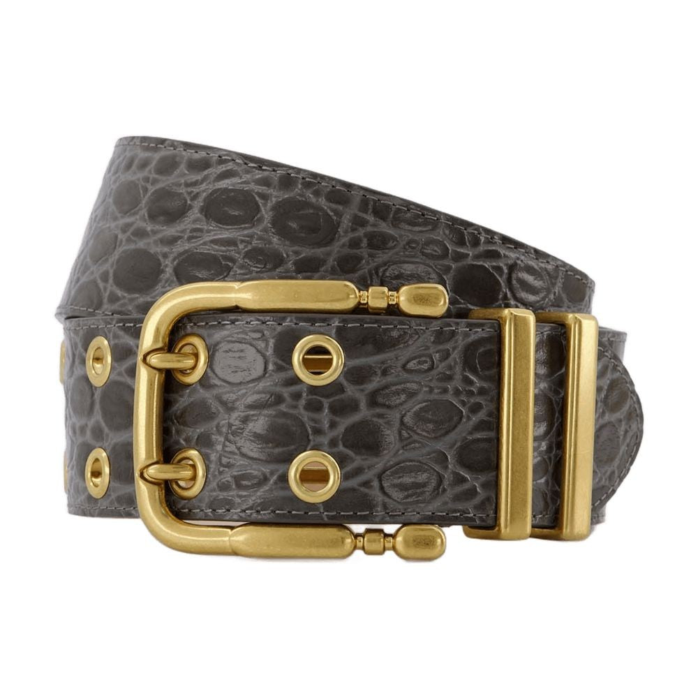 Duo Belt - Grey - Croc Leather