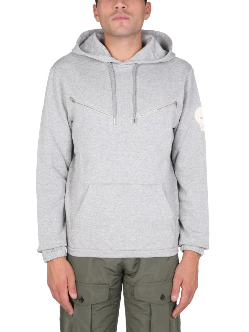 Light Grey Sweatshirt With Drawstring Hood
