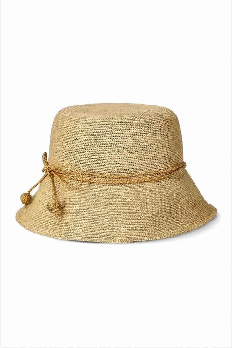 Woven Straw Hat with Flared Brim