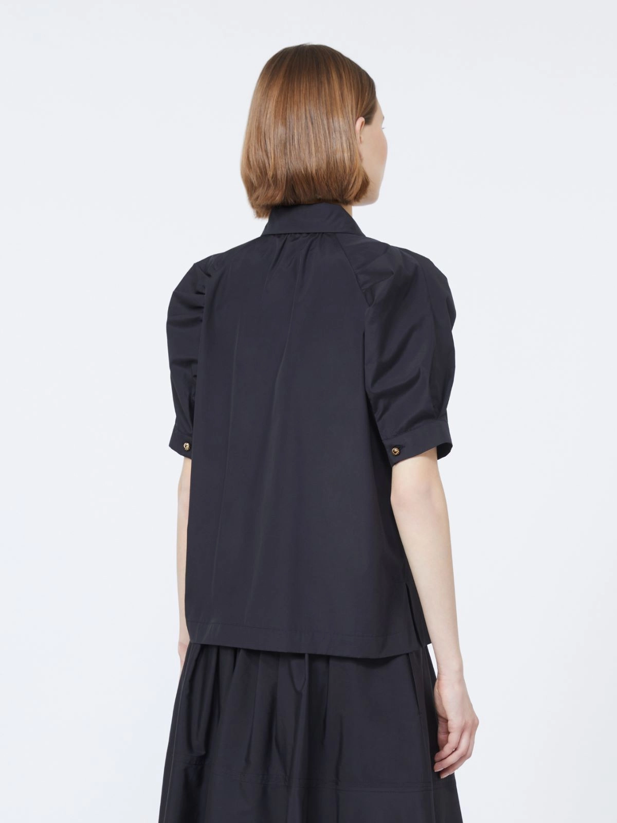 Classic Short-Sleeved Blouse with Puffed Sleeves
