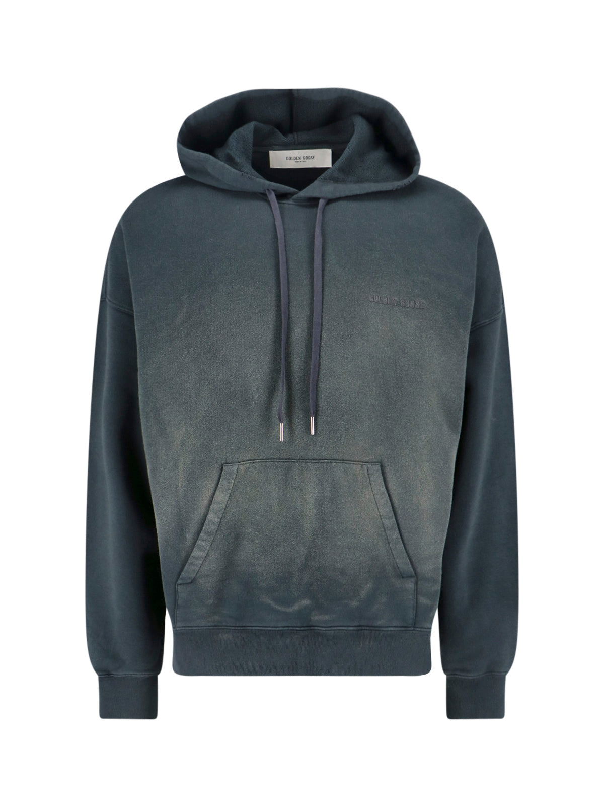 Worn Effect Black Cotton Hoodie