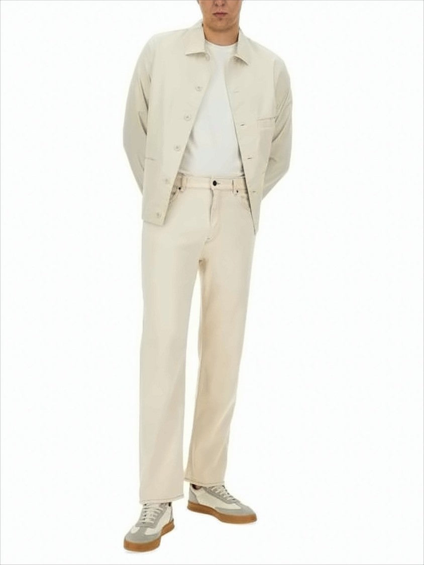 Light Beige Jacket with Classic Collar