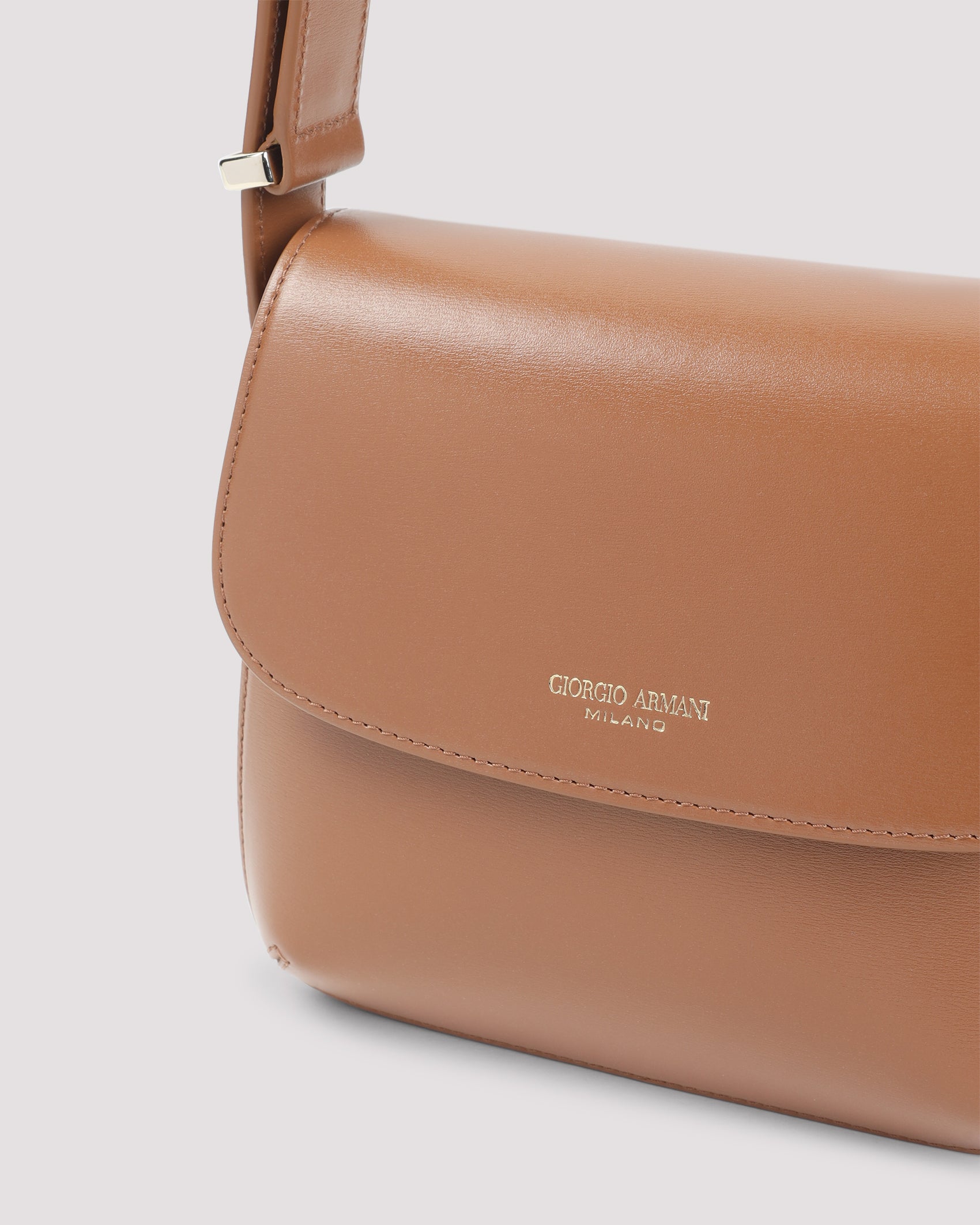 La Prima Brown Bovine Leather Shoulder Bag