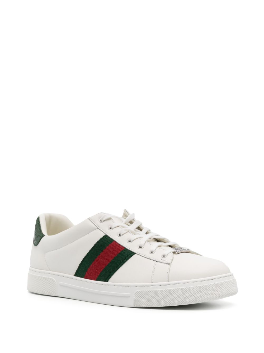 Panelled White Leather Sneakers with Signature Web Detailing