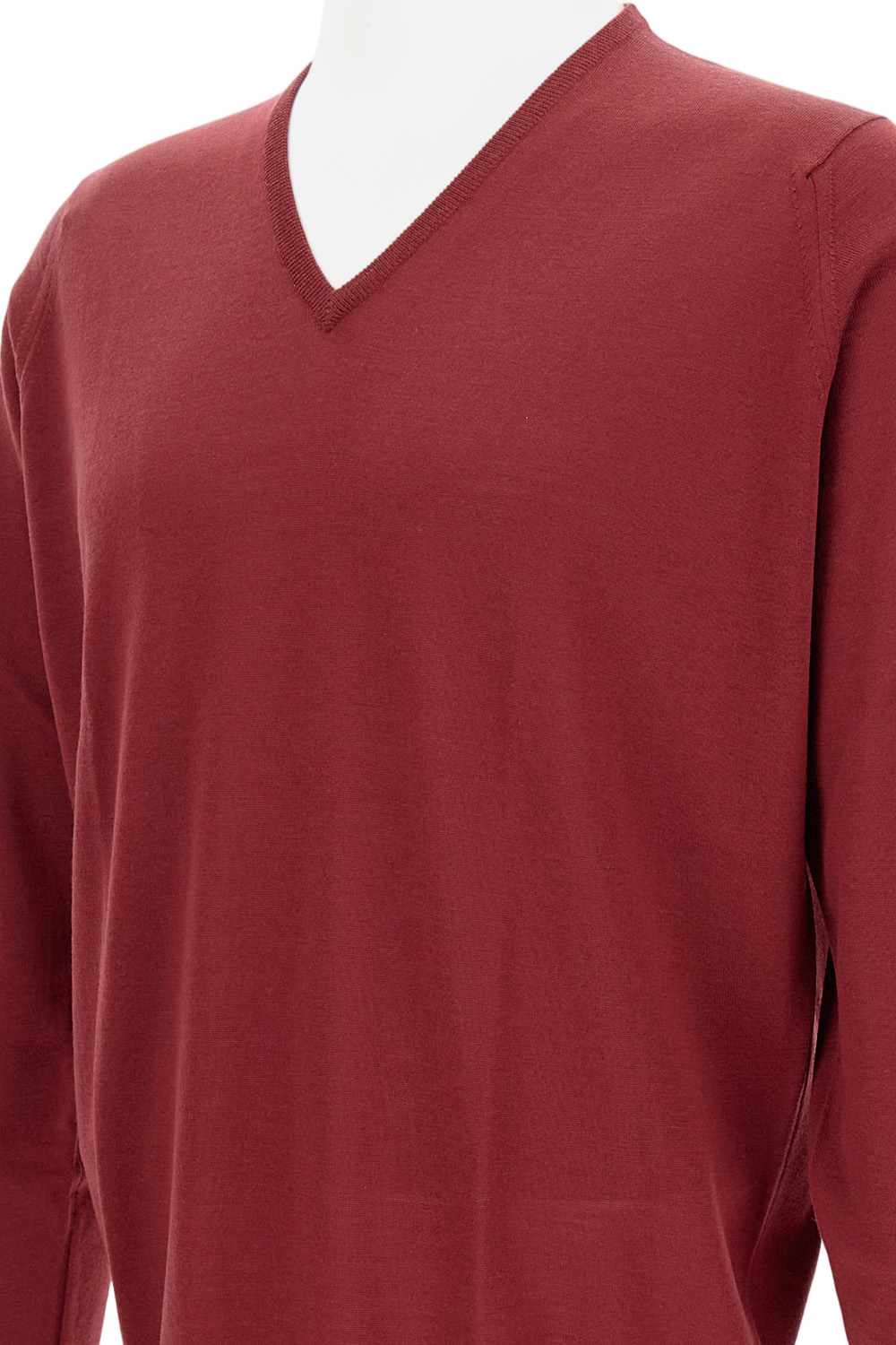 V-Neck Long Sleeve Pullover Sweater In Burgundy