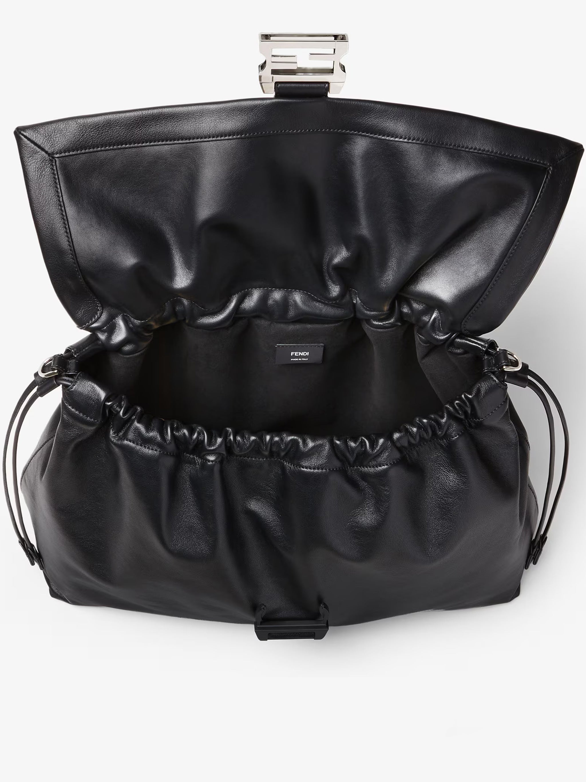 Mamma Baguette Ruched Flap Leather Bag