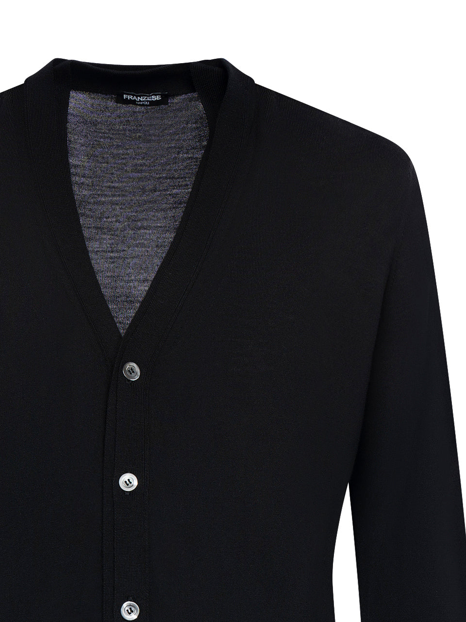 Button-Up V-Neck Merino Wool Sweater