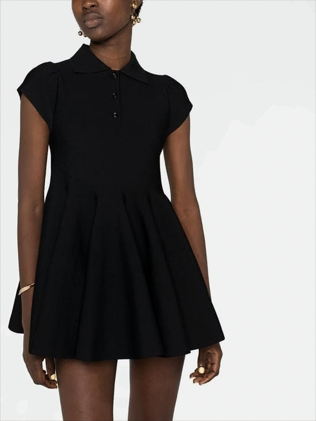 Flared Mini Dress with Classic Polo Collar
