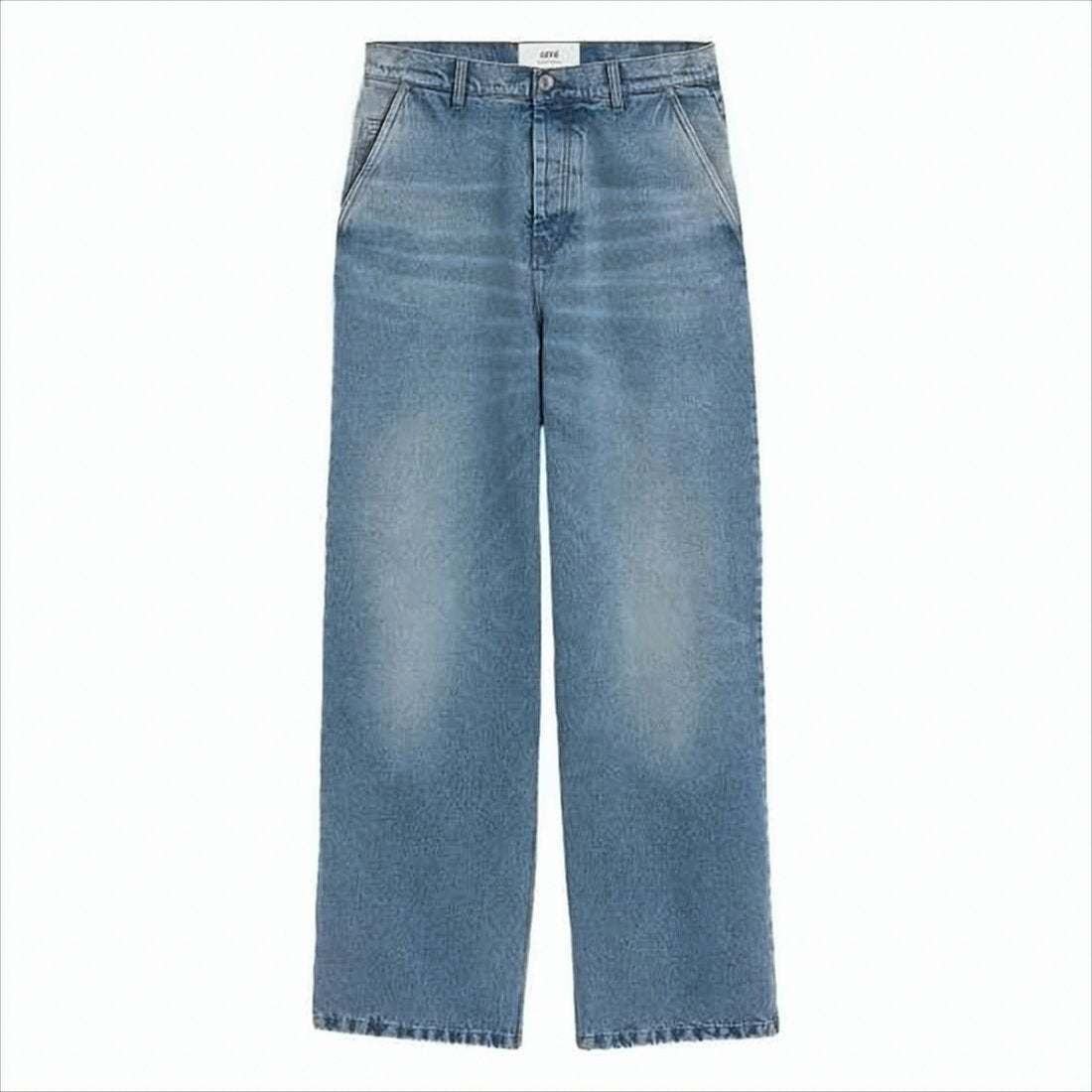 Wide-Leg Denim Pants with Unique Belt Detail