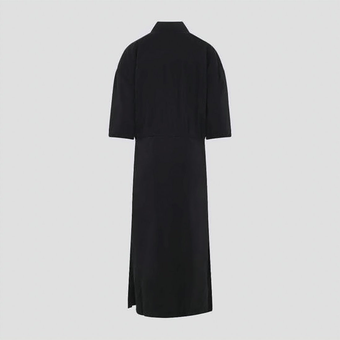 Asymmetrical Black Shirt Dress in Dry Silk