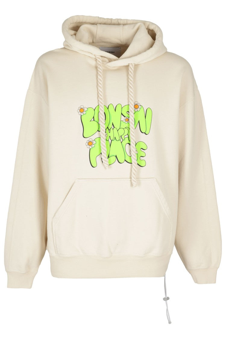 Ivory Drawstring Hoodie Sweatshirt